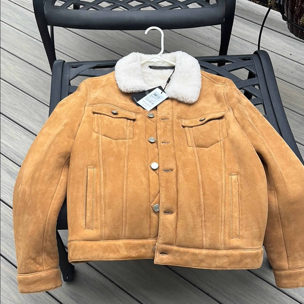 Reiss Whiskey Ranch Shearling Trucker Jacket. 100% Sheepskin, NWT